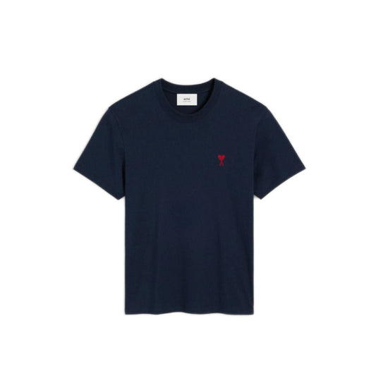 AMI PARIS BLUE COTTON AMI DE COEUR TEE
