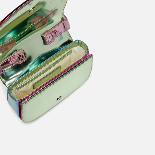 DIESEL 1DR PLAQUE SHOULDER BAG (PINK MIX)