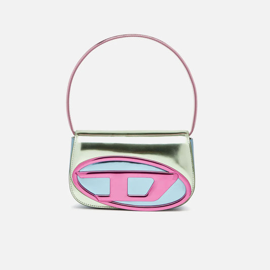 DIESEL 1DR PLAQUE SHOULDER BAG (PINK MIX)
