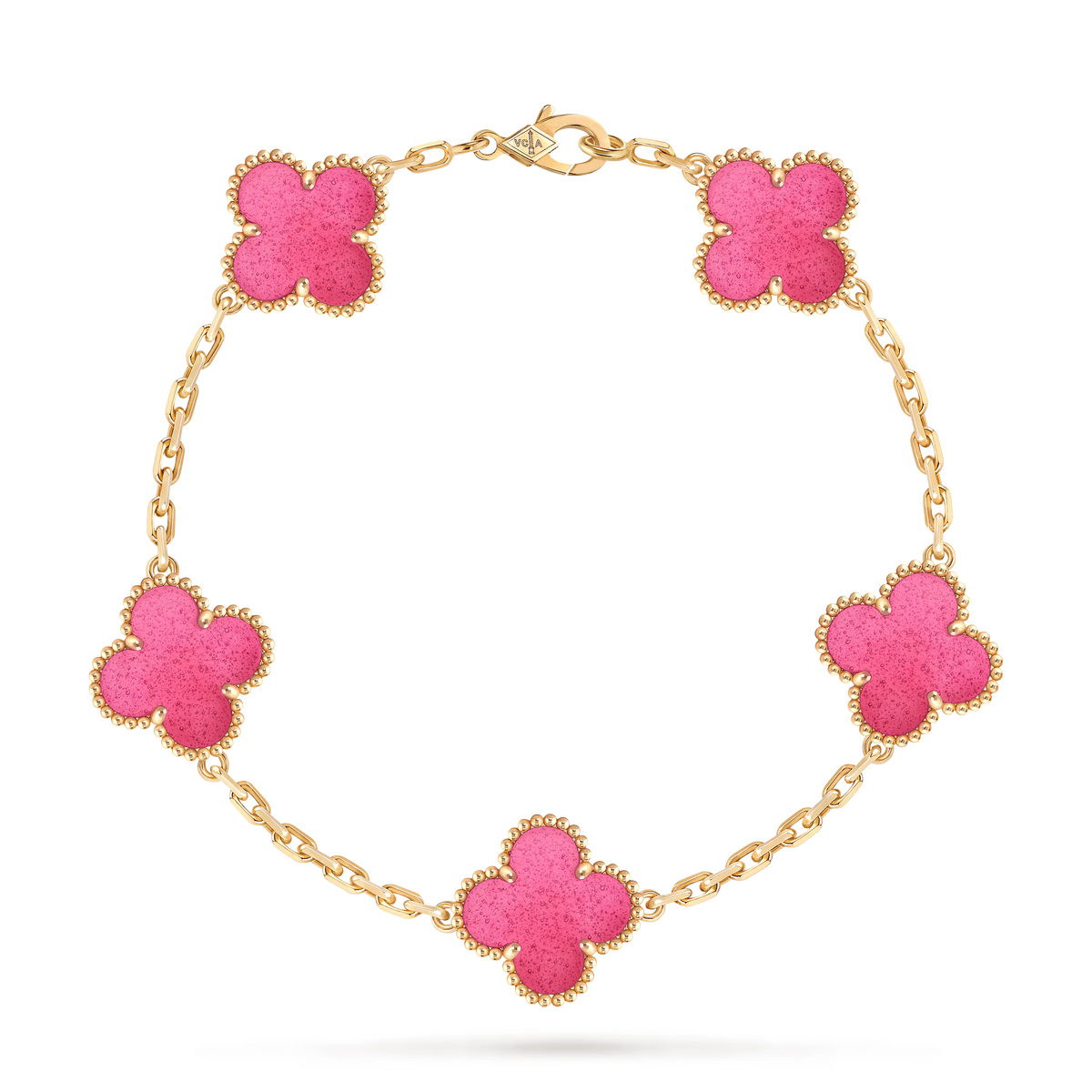 VAN CLEEF & ARPELS VINTAGE ALHAMBRA BRACELET 5 MOTIFS 18K YELLOE GOLD ENAMEL