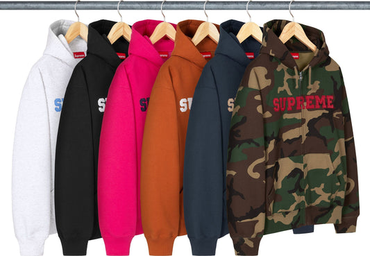 [PREORDER] SUPREME 25FW COLLEGIATE APPLIQUE ZIP UP HOODED SWAETSHIRT