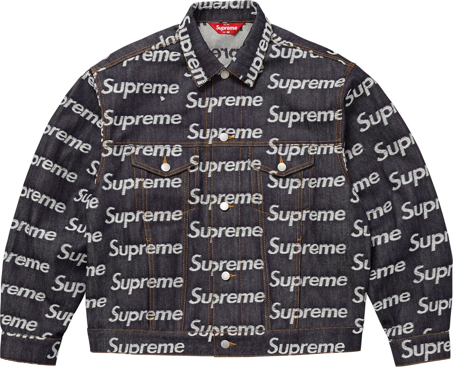 SUPREME 25FW JACQUARD LOGOS DENIM TRUCKER JACKET