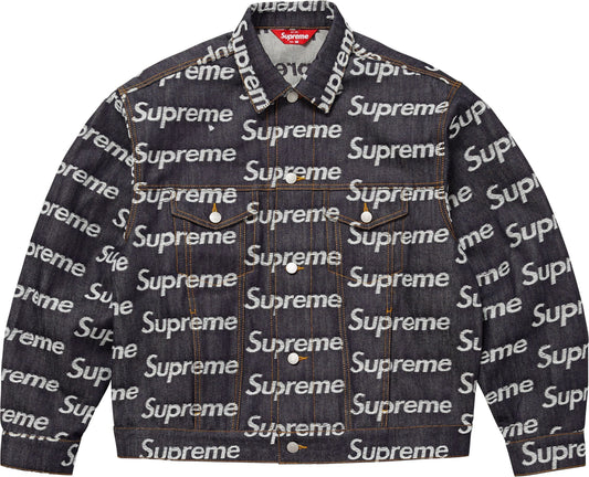 SUPREME 25FW JACQUARD LOGOS DENIM TRUCKER JACKET