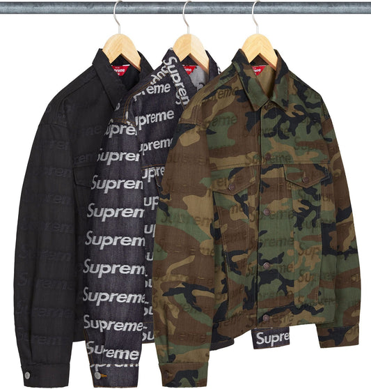 SUPREME 25FW JACQUARD LOGOS DENIM TRUCKER JACKET