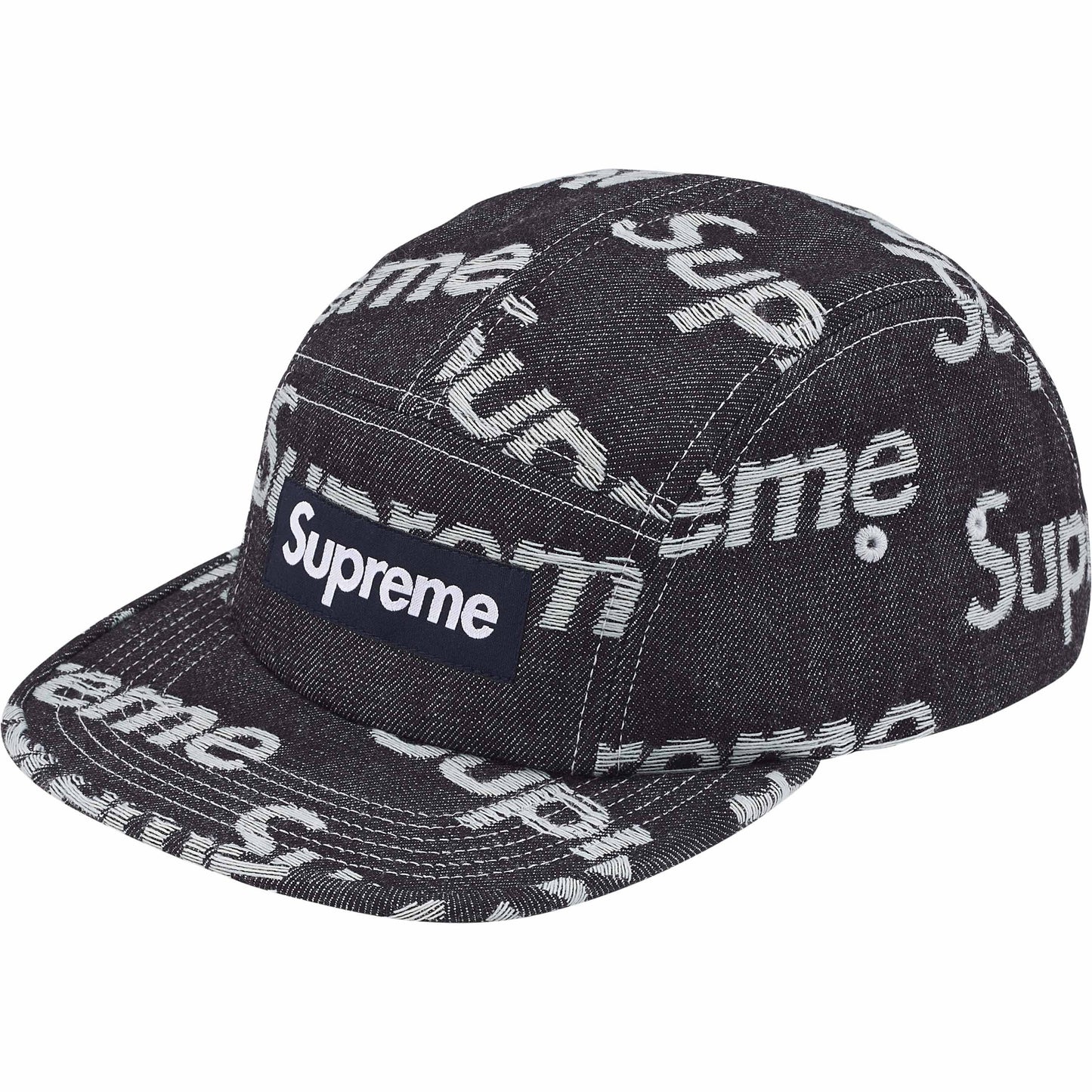 SUPREME 25FW JACQUARD LOGOS DENIM CAMP CAP