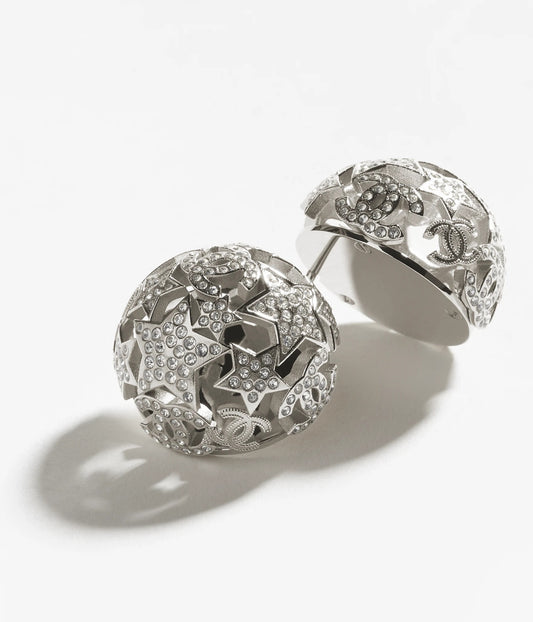 CHANEL Stud Earrings - Silver & Crystal - Metal & Diamantés ABG022-B21074-U1941