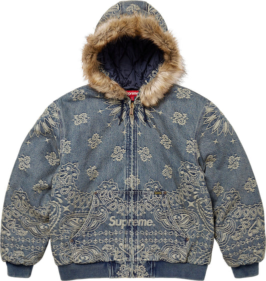SUPREME 25SS BANDANA JACQUARD DENIM HOODED WORK JACKET