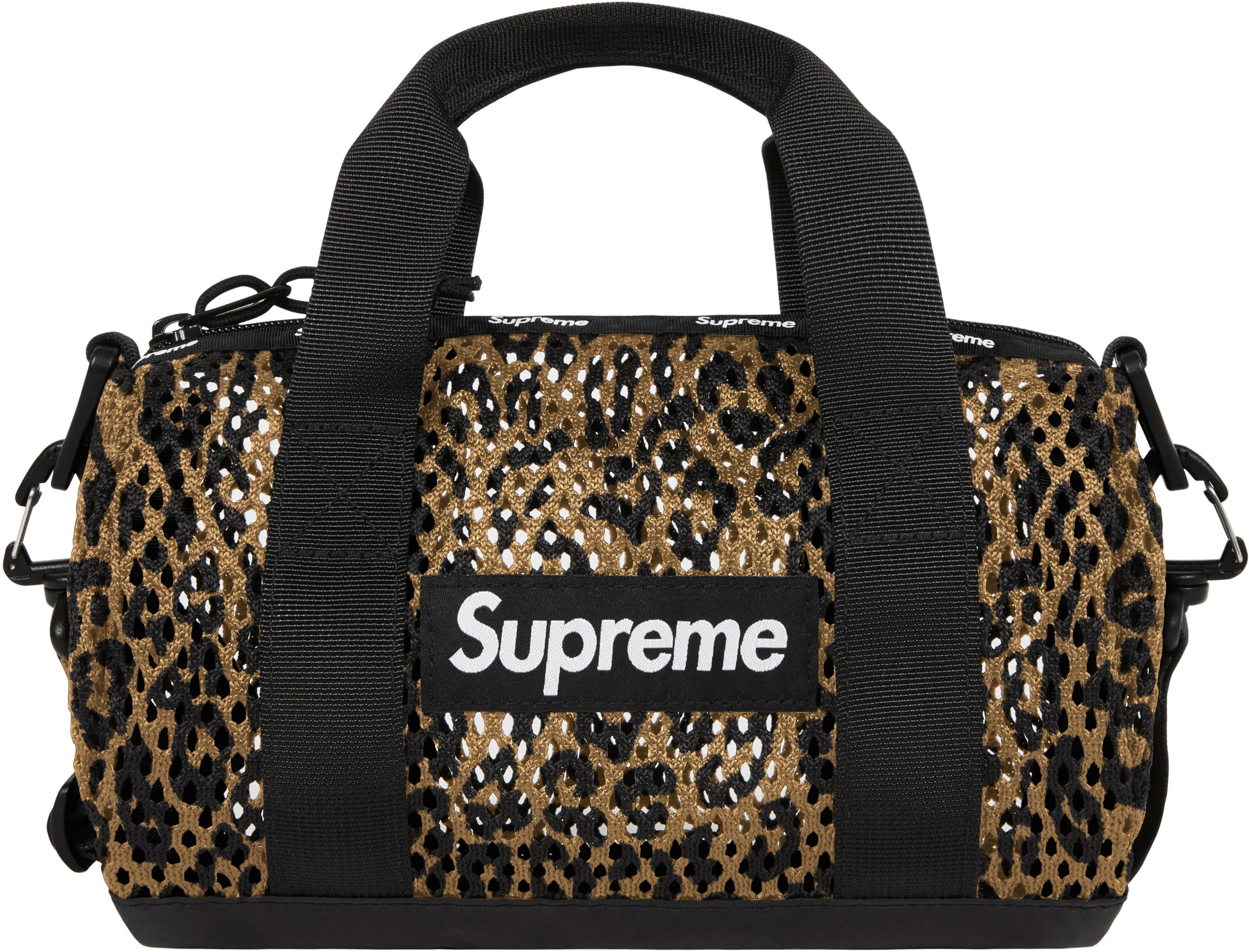supreme mesh mini duffle bag leopard