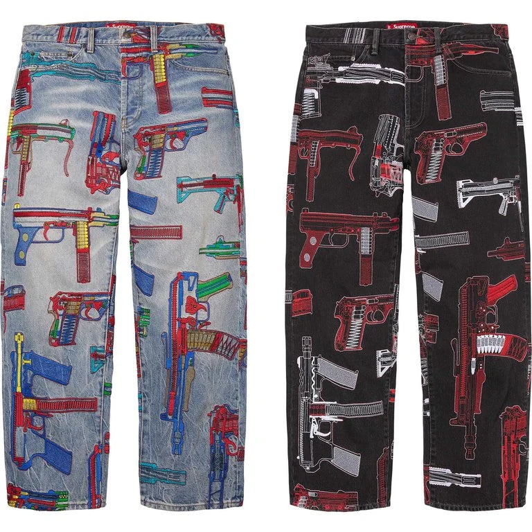 [PREORDER] SUPREME 26SS(WEEK19) GUNS EMBROIDERED LOOSE FIT JEAN