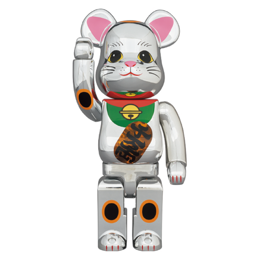 BE@RBRICK 招き猫 銀メッキ 発光 400％