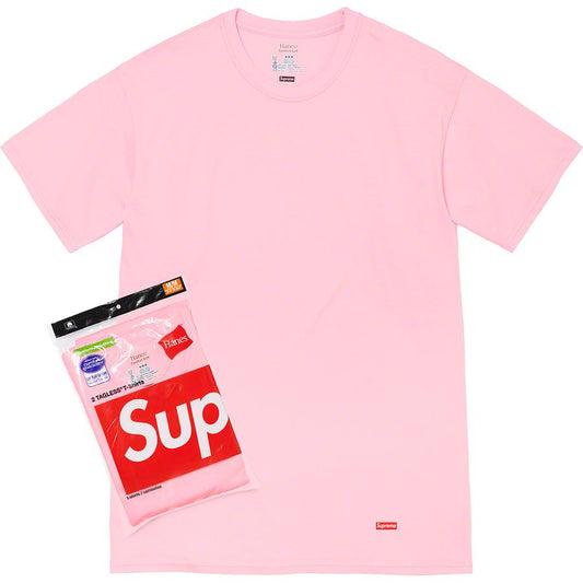 SUPREME HANES TAGNESS TEES (PINK) (2 PACK)