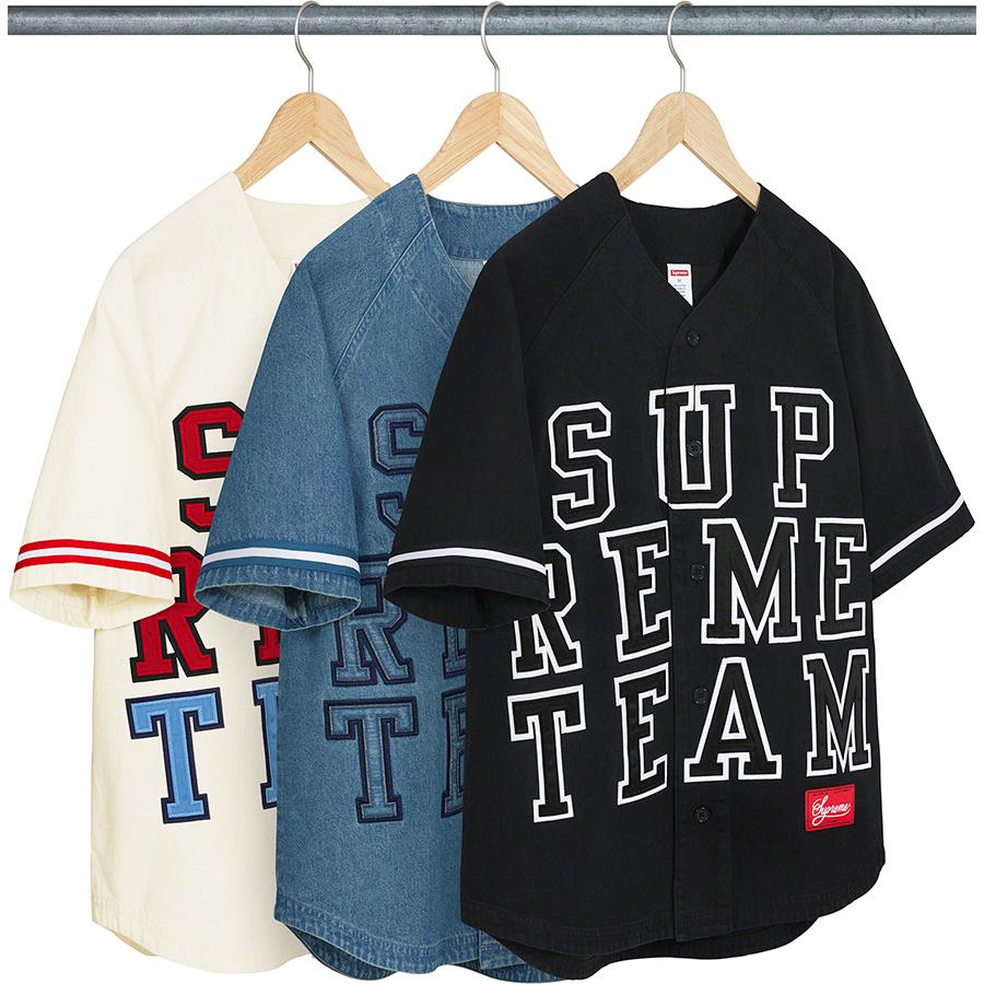 SUPREME 22FW DENIM BASEBALL JERSEY