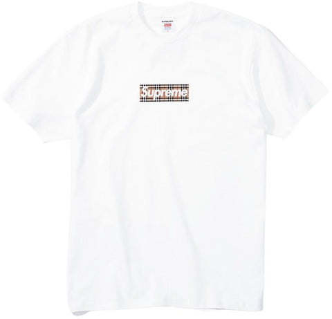 Supreme Burberry Box Logo Tee White - SNEAKERGALLERY