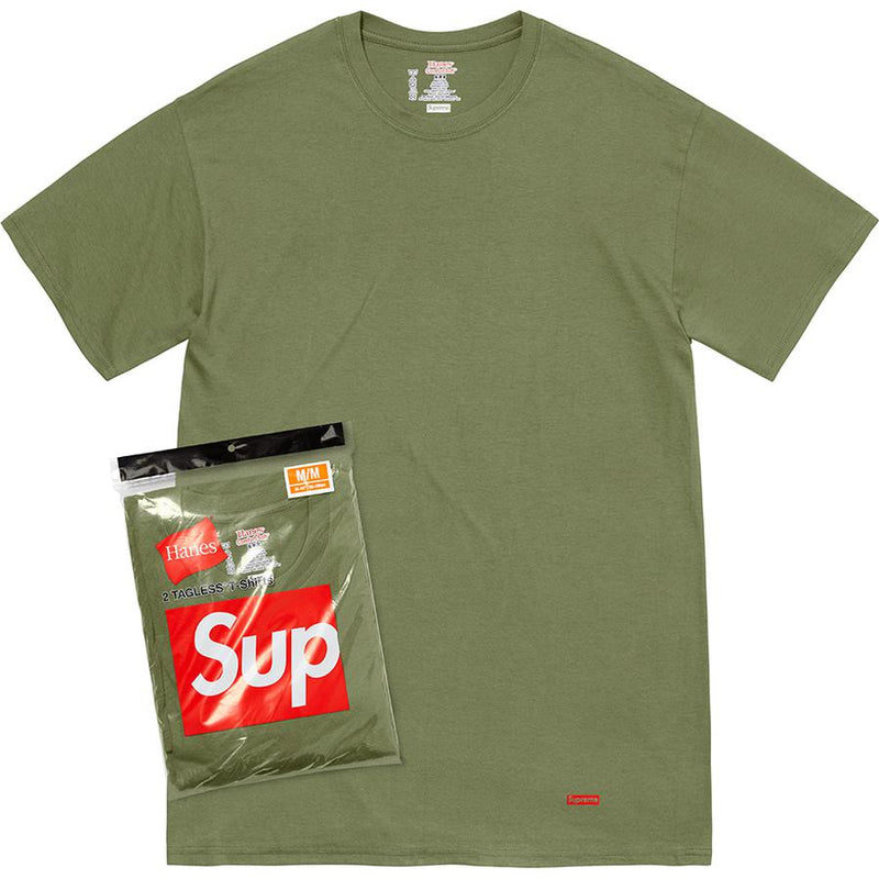 SUPREME 22SS HANES TAGLESS TEE (2 PACK) OLIVE