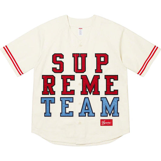 SUPREME 22FW DENIM BASEBALL JERSEY