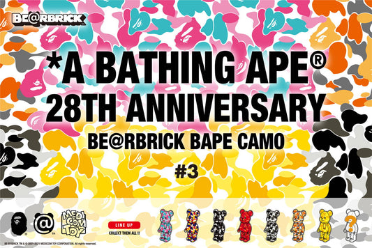 BE@RBRICK X A BATHING APE 28TH ANNIVERSARY #3 盲盒 (BAPE CAMO)